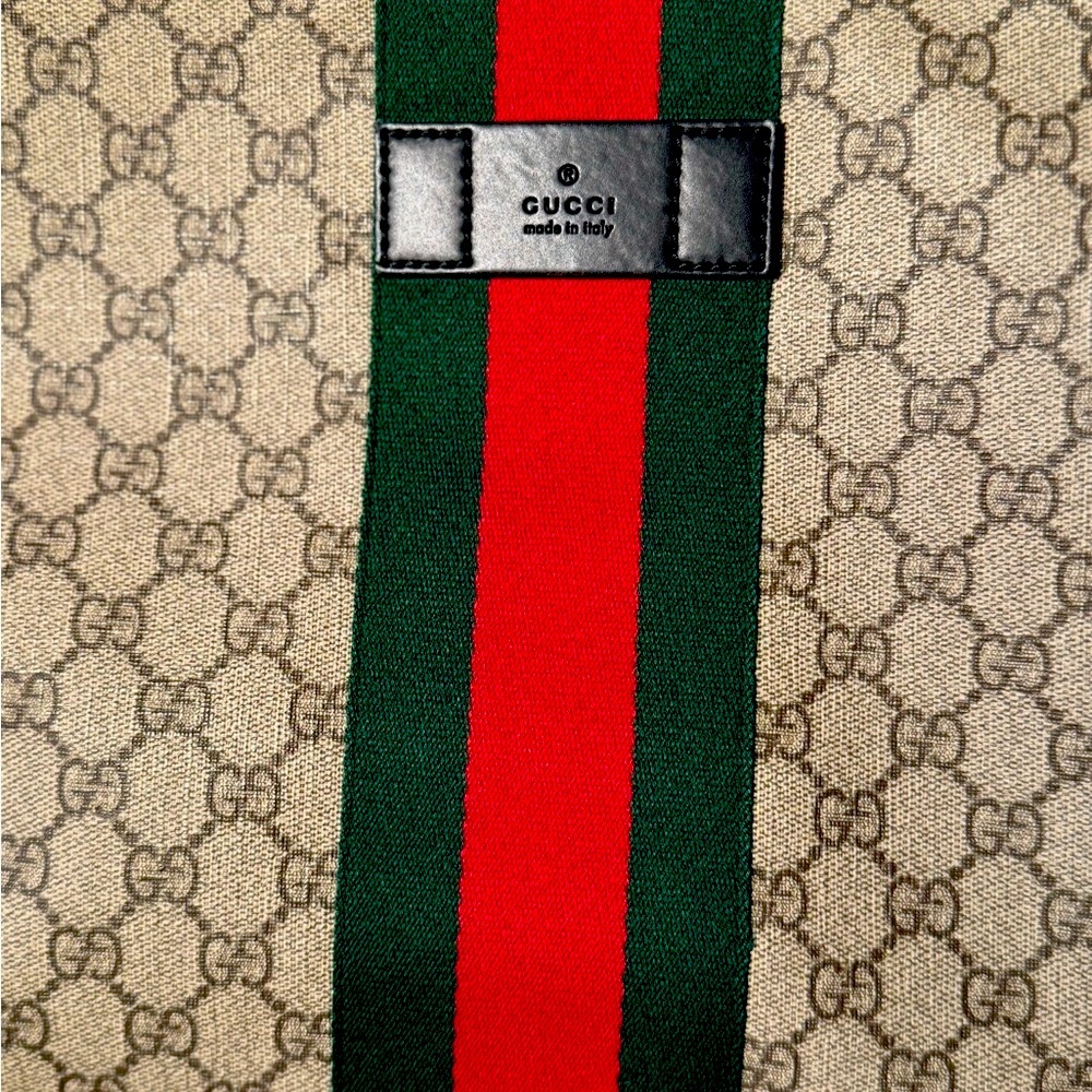 Gucci Beige GG Supreme Crossbody with Red and Green Web Stripe - Picture 4 of 8